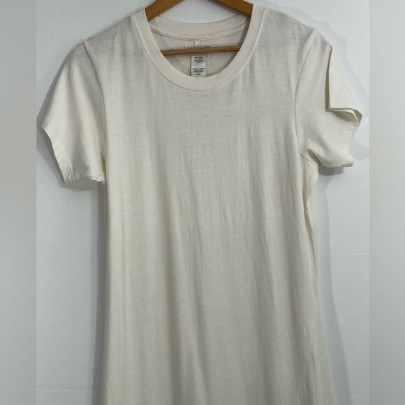 L‎ Space White M 100% Cotton Short Sleeve T Shirt Maxi Dress Slit - Picture 3 of 16